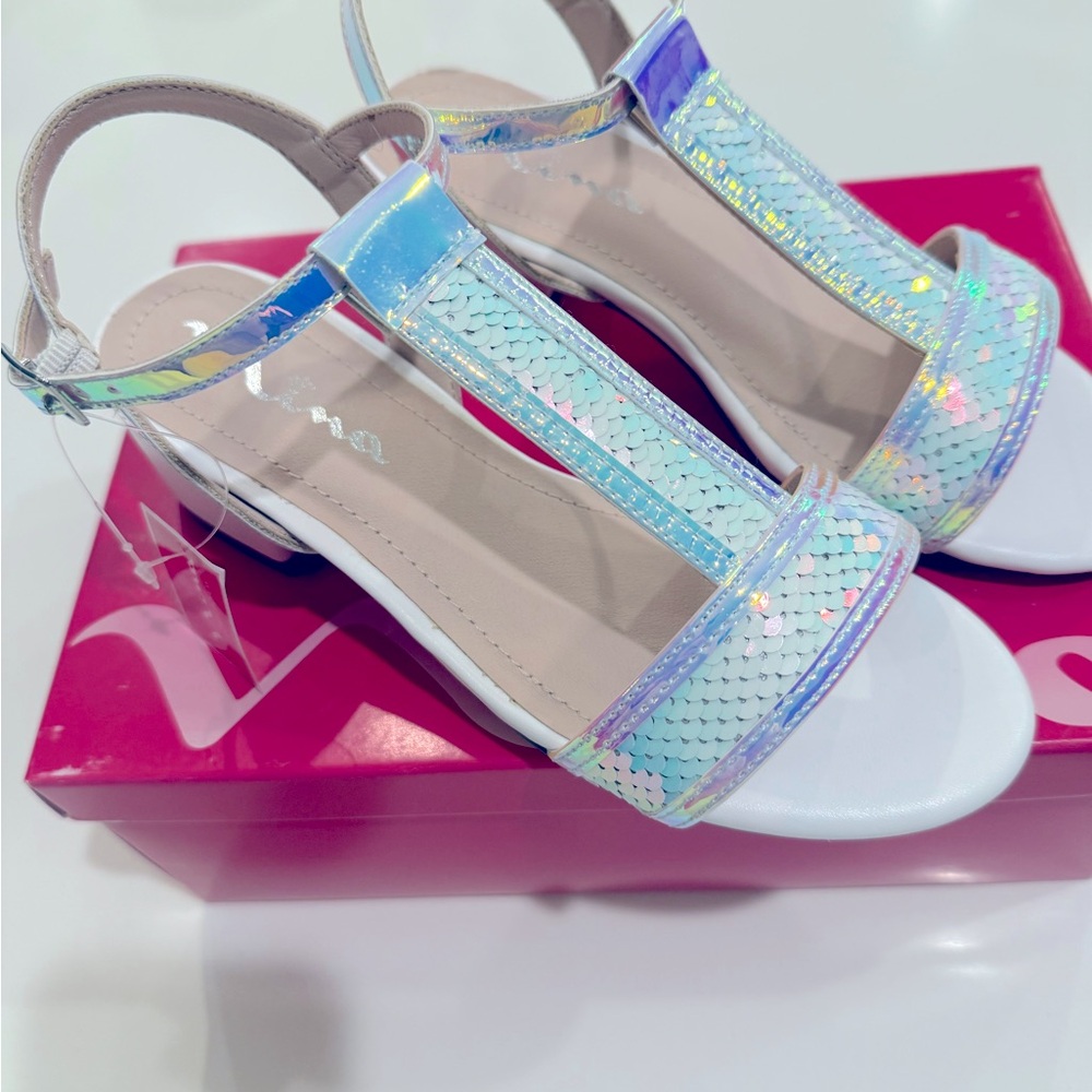 Girls Nina white sequence dress shoe size 4 NWT